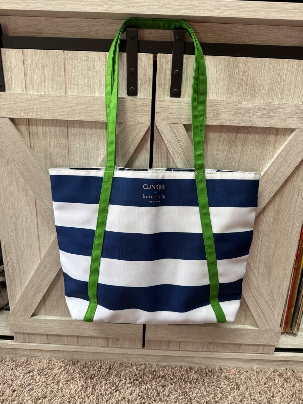Clinique x Kate Spade Limited Edition Navy White Striped Tote Bag - Like New!